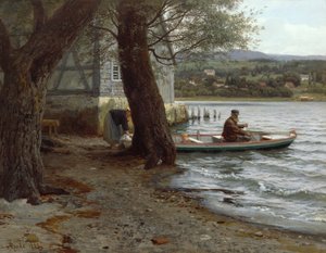People In A Rowing Boat On Beach
