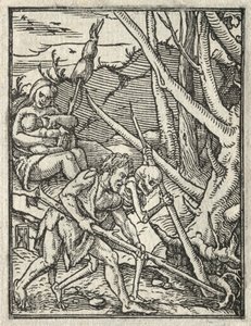 The Dance of Death: Expulsion from Paradise; Adam Cultivating the Ground by Hans Holbein
