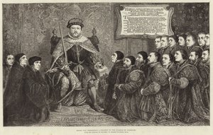 King Henry VIII presenting a charter to the College of Surgeons by Hans Holbein der Jüngere