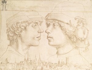 Portraits of Two Youths, a Dwarf and a Townscape by Hans Holbein der Jüngere
