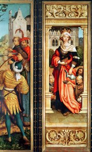 St. Elizabeth of Hungary (1207-31) right hand panel from the Triptych of St. Sebastian, 1516
