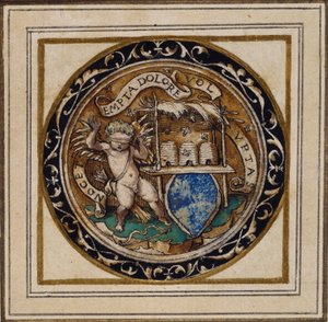 Cupid stung by bees - Design for a pendant or hat badge (c.1532-43) by Hans Holbein der Jüngere