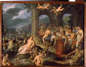 Feast of the Gods, the Marriage of Peleus and Thetis by Hans I or Johann Rottenhammer