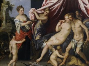 Venus and Mars by Hans I or Johann Rottenhammer