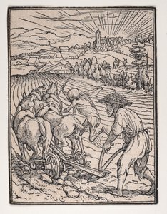 The Peasant or Ploughman, from The Dance of Death, ca. 1526, published 1538