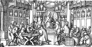 The Sale of Indulgences (Detail) by Hans Lützelburger