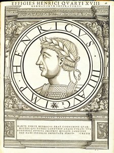 Henricus IIII, illustration from Imperatorum Romanorum Omnium Orientalium et Occidentalium Verissimae Imagines ex Antiquis Numismatis by Hans Rudolf Manuel Deutsch
