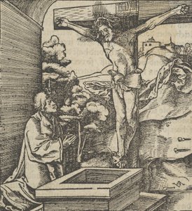 A Man Praying before a Crucifix, from Hymmelwagen auff dem, wer wol lebt..., 1517