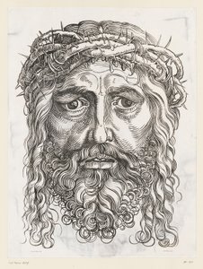 Large Head of Christ with Crown of Thorns by Hans Sebald (after) Beham