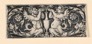 Frieze with a Vase Flanked by Male and Female Tritons by Hans Sebald Beham