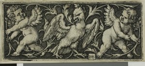 Ornament with an Eagle and Two Genii, from Four Vignettes