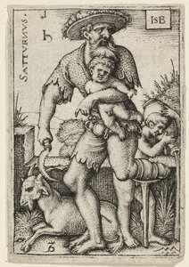 Saturn, plate one from The Seven Planets with the Zodiacs by Hans Sebald Beham