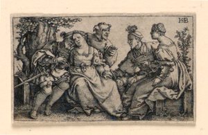 Two Couples and the Buffoon by Hans Sebald Beham