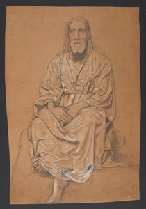 Christ Depicted in a Seated Position en Face by Hans Thoma