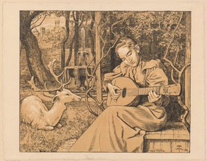 Lutnistka. Allegory of Music by Hans Thoma
