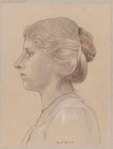 Bust of a Young Woman in Profile by Hans Thoma