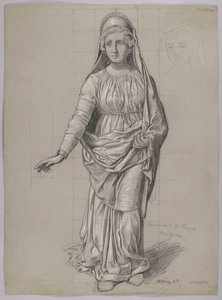 Costume Design for Fricka, verso: Costume Sketch for a Valkyrie by Hans Thoma