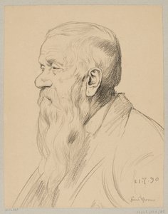 Old Man with a Long Beard Shown in Profile by Hans Thoma