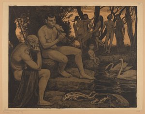 Evening (Forest Idyll) by Hans Thoma