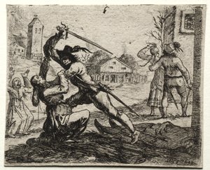 Military Subjects: Two Soldiers Pursuing Women in a Village by Hans Ulrich Franckh
