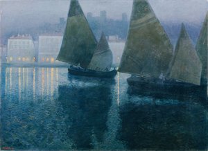 Moonlit Night in an Istrian Harbor by Hans Wilt