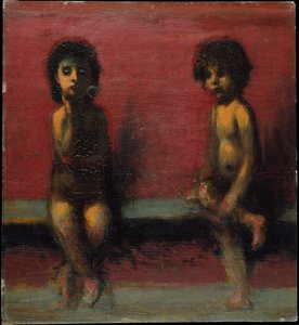 Two Seated Children by Hans von Marées