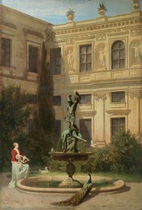 Courtyard with the Grotto in the Munich Royal Residence by Hans von Marées