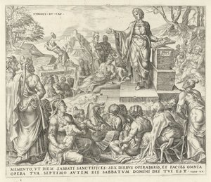 Man Gathering Wood on the Sabbath (series title: Remember the Sabbath Day, The Ten Commandments) by Harmen Jansz Muller