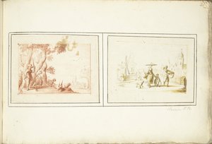 Shepherd with His Cattle and Street Scene by Harmen ter Borch (signed by artist)