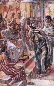 Jacob Before Pharaoh (Illustration from Pictures That Teach The Crown Series, 1920) by Harold Copping