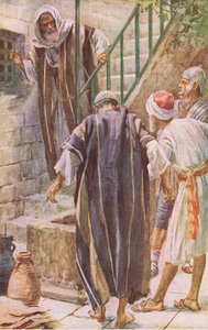 The messengers to Peter, illustration from Harold Copping Pictures: The Crown Series by Harold Copping