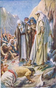 The Smiting of the Rock (Illustration from Pictures That Teach The Crown Series, 1920)