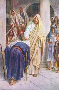 The woman who bowed down, illustration from Harold Copping Pictures: The Crown Series by Harold Copping