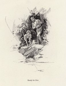 Man and woman fishing in a river or stream