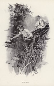 Man and woman in a canoe by Harrison Fisher