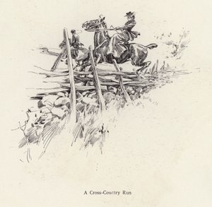 Man and woman on horseback during a cross-country run by Harrison Fisher