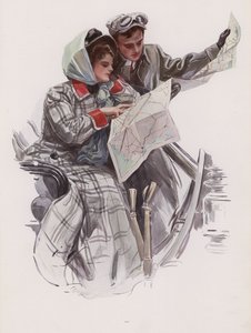 Man and Woman Reading a Map in a Car