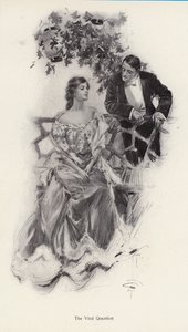 Man proposing marriage to a woman by Harrison Fisher