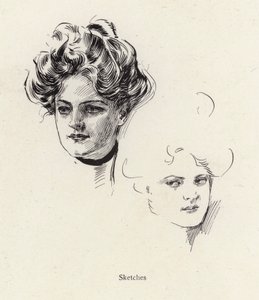 Pen sketches of a young woman by Harrison Fisher