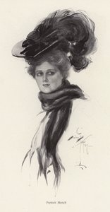 Portrait of a woman in a large hat by Harrison Fisher