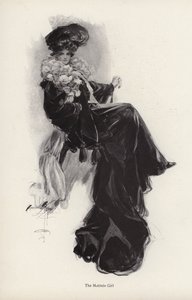 Portrait of a young woman in a long coat and gown by Harrison Fisher