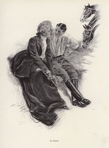 Romantic Couple Taking a Break During a Horse Ride by Harrison Fisher