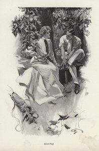 Romantic couple taking a break from their game of golf