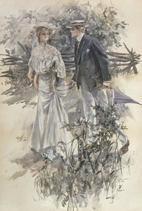 The Garden Walk by Harrison Fisher