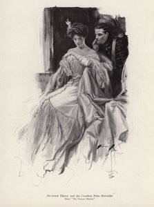 Two characters, Desmond Ellery and the Countess Frina Mavrodin from the novel, The Princess Moritza, by Percy Brebner by Harrison Fisher