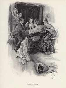 Two couples playing cards at an evening party by Harrison Fisher