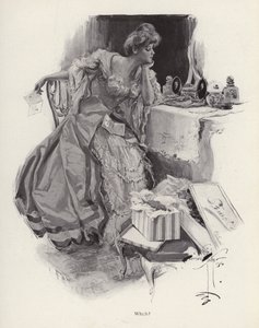 Young woman deciding between two suitors by Harrison Fisher