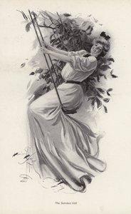 Young woman on a swing by Harrison Fisher