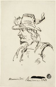 Head of a Cavalier by Harrison William Weir