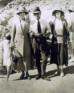 Lady Somerleyton, Colonel Watson Pasha and the Hon. Lady Alexander at the Tomb of Tutankhamun, Valley of the Kings by Harry Burton